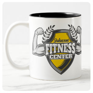 Persoonlijke NAAM Spier Fitness Trainer Gym Tweekleurige Koffiemok