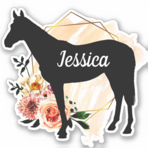 Persoonlijke naam Sticker paard silhouette