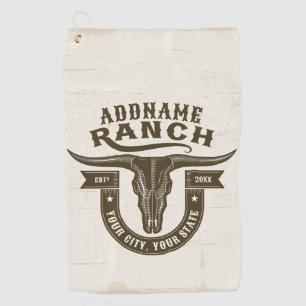 Persoonlijke NAAM Stier Schedel Western Ranch Golfhanddoek