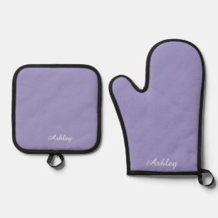 Persoonlijke naam stijlvol modern elegant lavendel ovenwant & pannenlap set