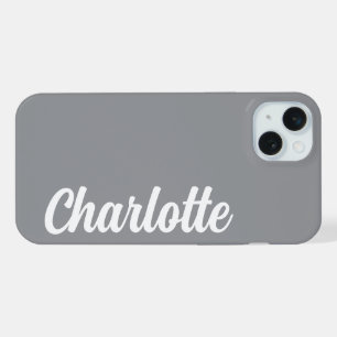 Persoonlijke naam stijlvol modern minimaal donkerg iPhone 15 plus case