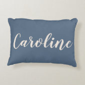 Persoonlijke naam Stofblauw Minimalistische Script Accent Kussen (Achterkant)