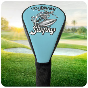 Persoonlijke NAAM Surfer Grote Golf Skelet Surfen Golfheadcover