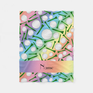 Persoonlijke naam t - shirts voor regenbooggolfbal fleece deken