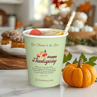 Persoonlijke naam | Thanksgiving met Bijbelvers  Papieren Bekers
