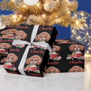 Persoonlijke naam Toy Poodle hondliefhebber Kerstm Cadeaupapier