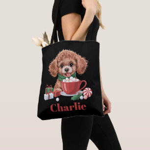 Persoonlijke naam Toy Poodle hondliefhebber Kerstm Draagtas