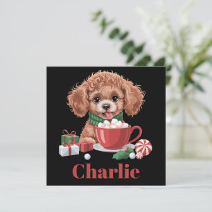 Persoonlijke naam Toy Poodle hondliefhebber Kerstm Feestdagenkaart