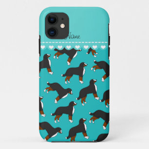 Persoonlijke naam turquoise Bernese Mountain dogs iPhone 11 Hoesje