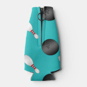 Persoonlijke naam turquoise bowlingballen spelden flesjeskoeler (Achterkant)