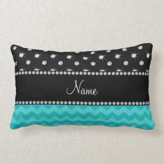 Persoonlijke naam turquoise chevrons zwarte diaman kussen