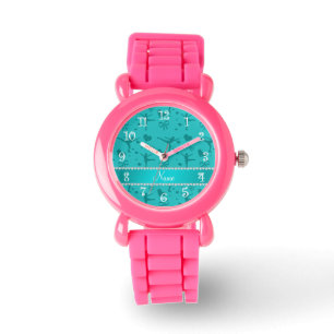 Persoonlijke naam turquoise figuur skating horloge