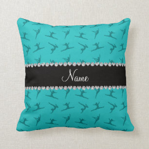 Persoonlijke naam turquoise turnpatroon kussen