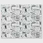 Persoonlijke naam Typografie Black Gray Word Cloud Cadeaupapier (Vlak)