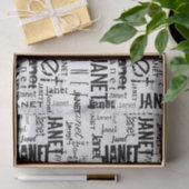 Persoonlijke naam Typografie Black Word Cloud Tissuepapier (Geschenk)