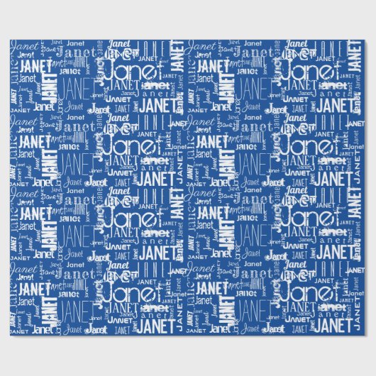 Persoonlijke naam Typografie Blue Word Cloud Cadeaupapier (Vlak)
