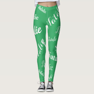 Persoonlijke Naam Typografie Lettertype Zee Groen Leggings