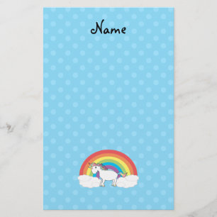Persoonlijke naam unicorn blue polka-punten briefpapier
