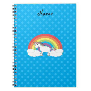 Persoonlijke naam unicorn blue polka-punten notitieboek