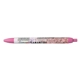 Persoonlijke naam Unicorn Pink Glitter Sparkle Zwarte Inkt Pen