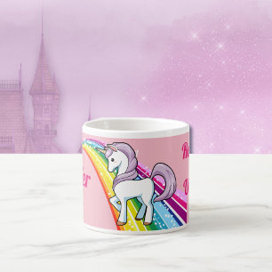 Persoonlijke NAAM Unicorn Rainbow Little Girl's Cu Espresso Kop