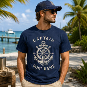 Persoonlijke naam van zeecapitein anker t-shirt