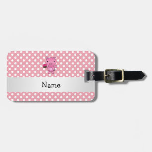 Persoonlijke naam varken met cupcake polka stippen bagagelabel