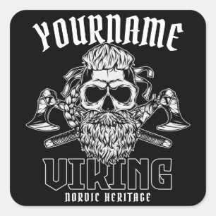 Persoonlijke NAAM Viking Nordic Warrior Heritage Vierkante Sticker