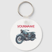 Persoonlijke NAAM Vintage Motorfiets Sleutelhanger (Voorkant)