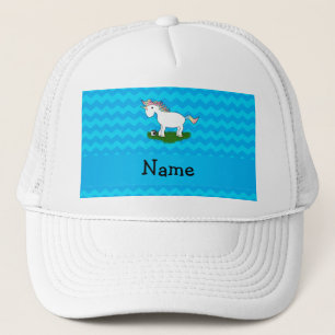 Persoonlijke naam voetbal unicorn blue chevrons trucker pet