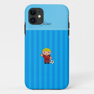 Persoonlijke naam voetbalspeler sky blue strepen iPhone 11 hoesje