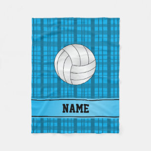 Persoonlijke naam volleybal sky blue plaid fleece deken