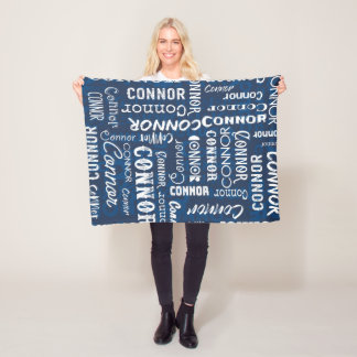 Persoonlijke naam voor conner Navy Blue Fleece Deken