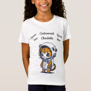 Persoonlijke naam voor kind kat en ruimte liefhebb t-shirt