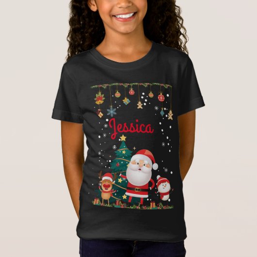 Persoonlijke naam voor uw kind, Kerstmis T-shirt (Voorkant)