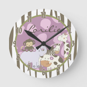 Persoonlijke naam Wall Clock Jacana Girly Oerwoud Ronde Klok
