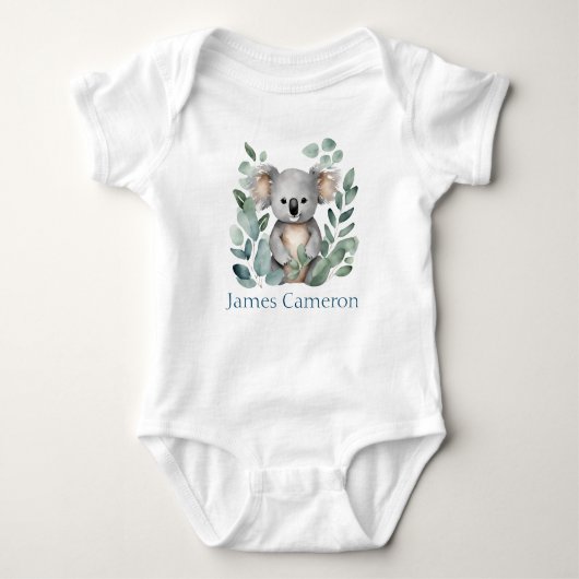 Persoonlijke naam waterverf koala beer romper (Voorkant)