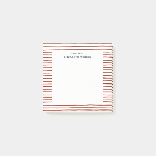  Persoonlijke naam Waterverf Rode stripte Feestdag Post-it® Notes (Voorkant)