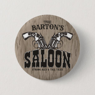 Persoonlijke naam Wilde West Pistool Revolver Salo Ronde Button 5,7 Cm