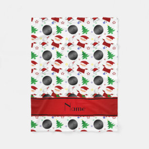 Persoonlijke naam wit bowlen kerstpatroon fleece deken