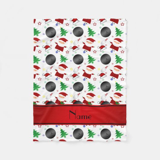 Persoonlijke naam wit bowlen kerstpatroon fleece deken (Voorkant)