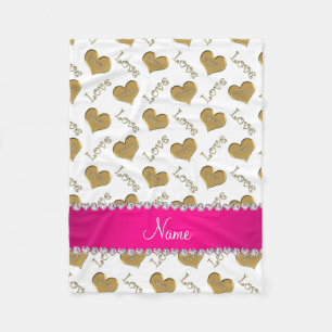 Persoonlijke naam wit goud harten mam liefde fleece deken