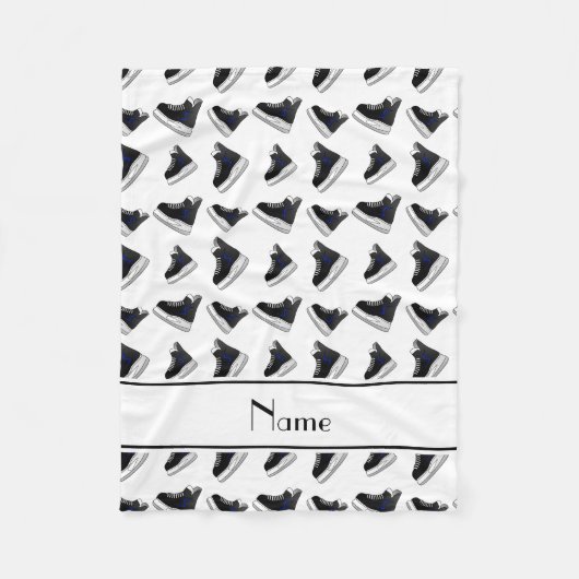 Persoonlijke naam witte hockeyschaatsen fleece deken (Voorkant)