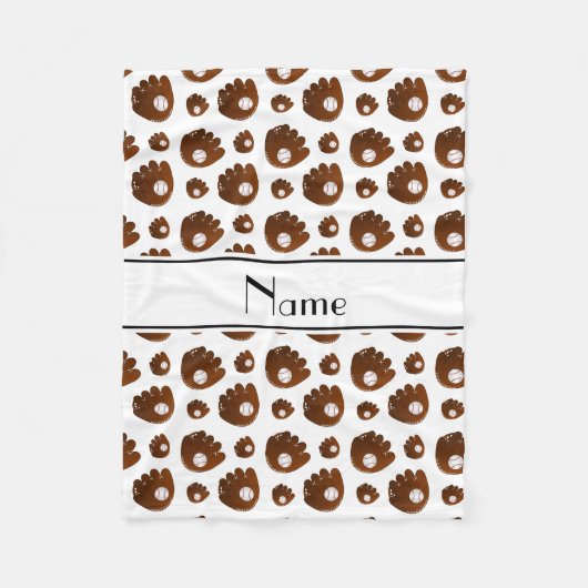 Persoonlijke naam: witte honkbalhandschoenen fleece deken (Voorkant)