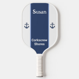 Persoonlijke naam Witte marine Blauwe Anchor Pickleball Paddle