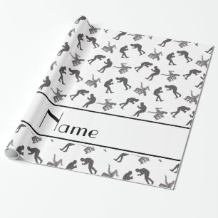 Persoonlijke naam: witte worstelaars cadeaupapier
