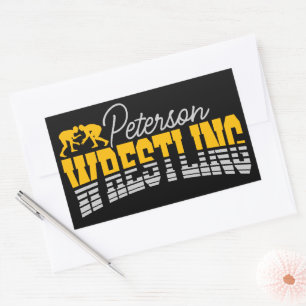 Persoonlijke NAAM Wrestling School Team Wrestler Rechthoekige Sticker