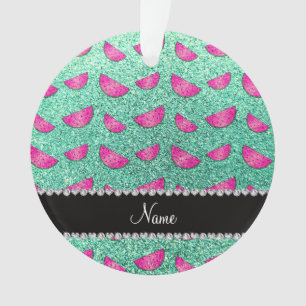 Persoonlijke naam zeelieden groene glitter waterme ornament
