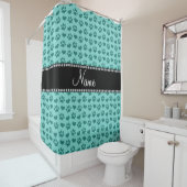 Persoonlijke naam zeelui, groene harten en poten douchegordijn (In situ)