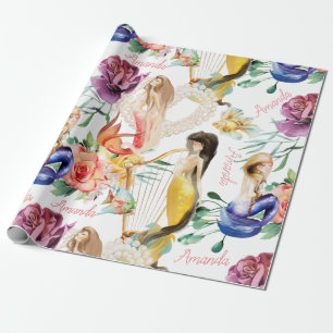 Persoonlijke Naam Zeemeermin Liefhebber Mooie Cadeaupapier